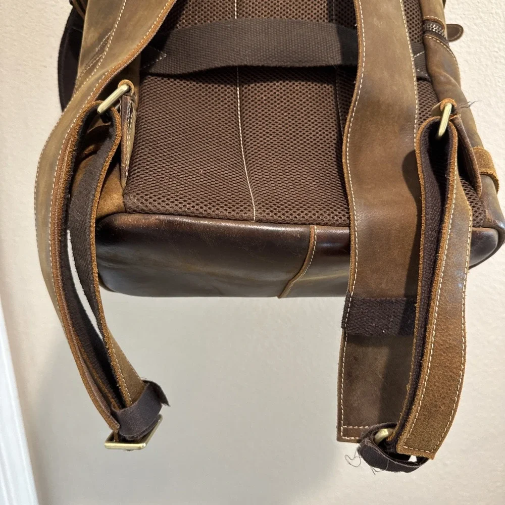 Leather Bag Laptop Backpack Genuine‎ Rucksack Vintage Travel Men's Brown 13x14